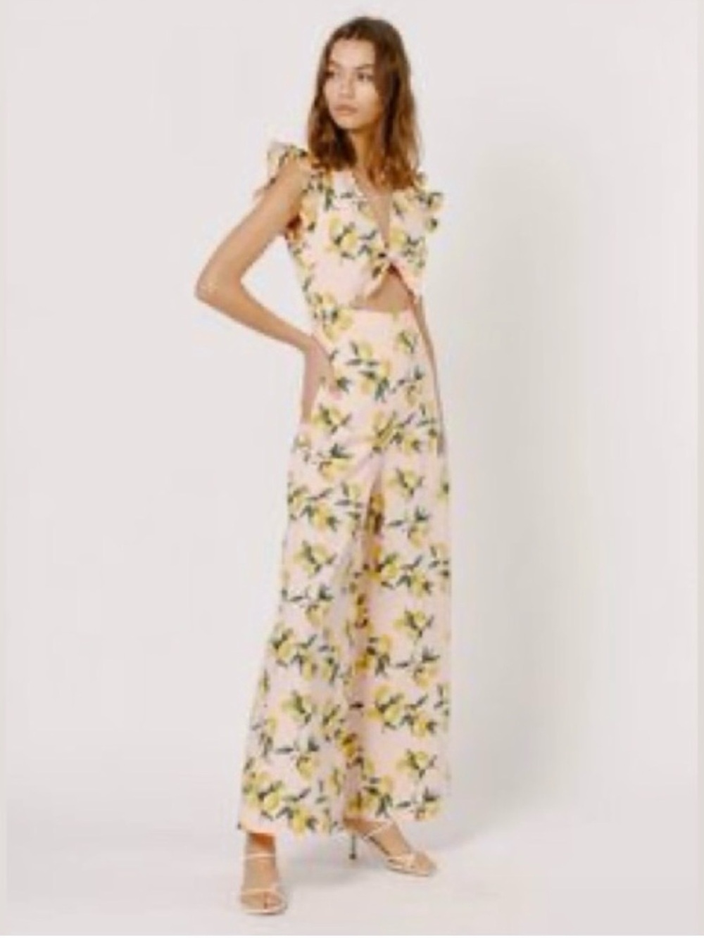 moodie Pink Floral Wide-Leg Jumpsuit with Cutout